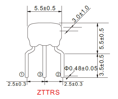 ZTTRS陶瓷晶振尺寸图