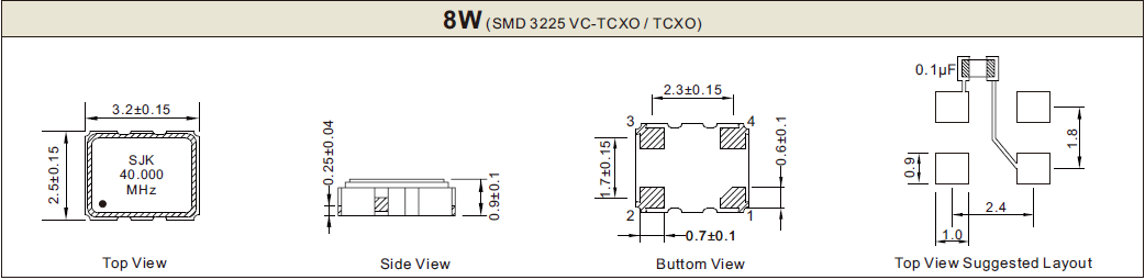 SMD 7050压控晶振脚位说明图