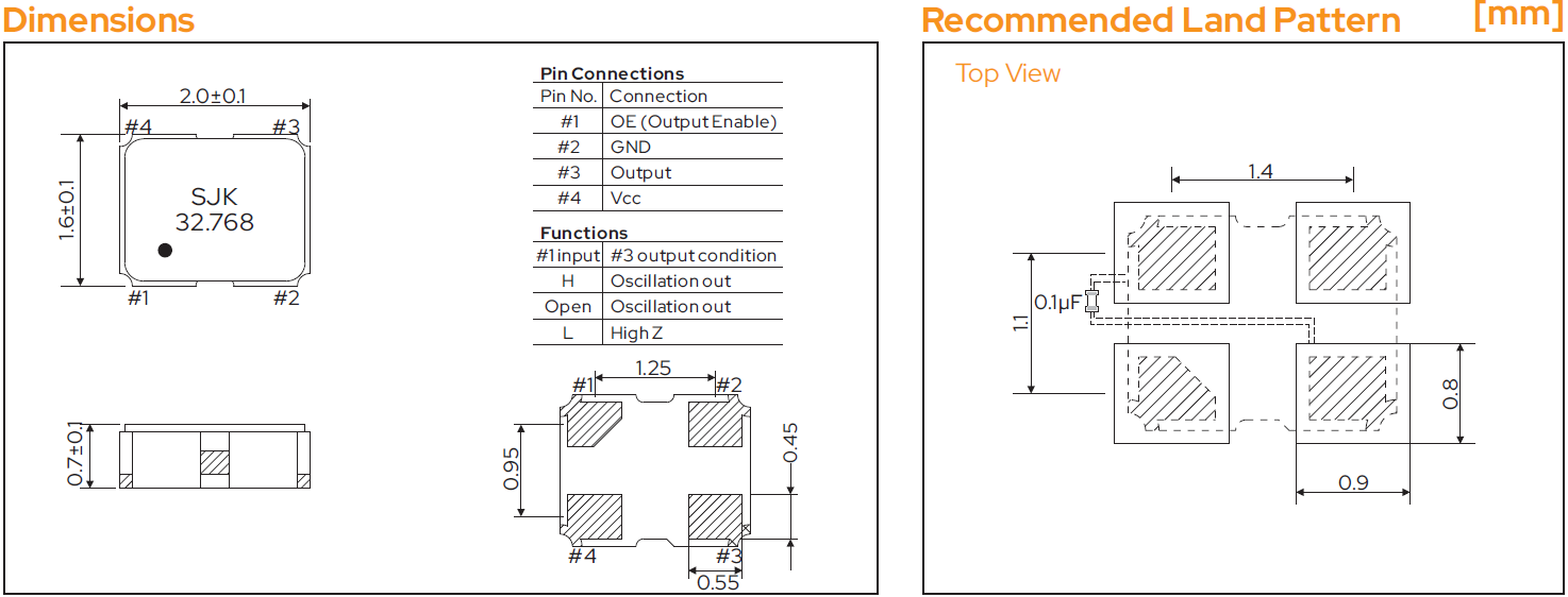 SMD2016-32K-CXO-Dimensions