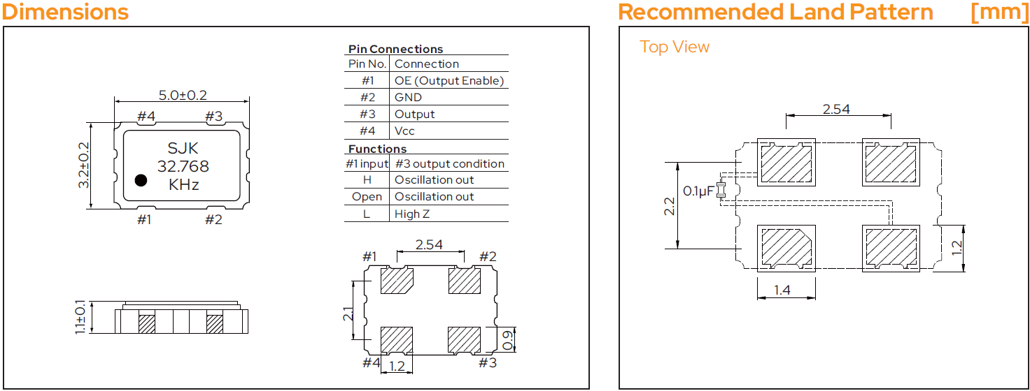 SMD5032-32K-CXO-Dimensions
