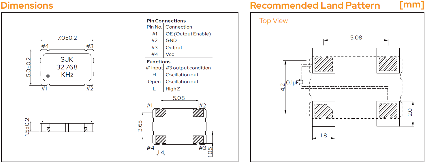 SMD7050-32K-CXO-Dimensions